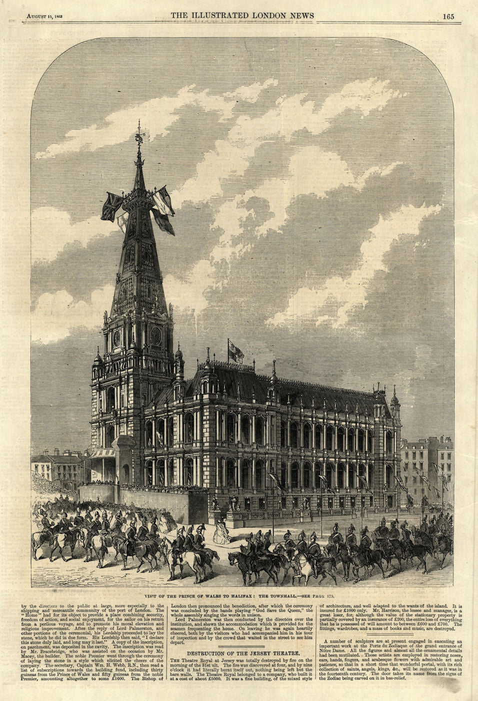 Prince of Wales (later Edward VII) visit to Halifax: Town hall. Yorkshire 1863